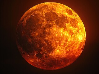 Lunar Eclipse - Mystery - Blood Moon - The eerie beauty of a blood moon during a lunar eclipse, casting an otherworldly glow - obrazy, fototapety, plakaty