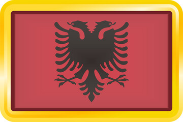 ALBANIA FLAG RECTANGULAR WITH GOLD FRAME