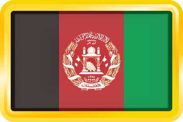 AFGHANISTAN FLAG RECTANGULAR WITH GOLD FRAME