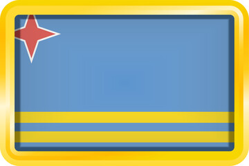 ARUBA FLAG RECTANGULAR WITH GOLD FRAME