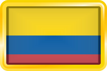 COLOMBIA FLAG RECTANGULAR WITH GOLD FRAME