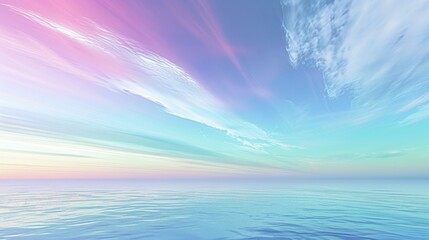 Tranquil sky-blue expanse enhanced by a spectrum of subtle rainbow gradients, ideal for a peaceful, abstract setting