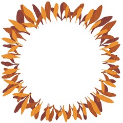 Red , Yellow leaves wreath watercolor illustration for decoration on Autumn seasonal and Thanksgiving festival.