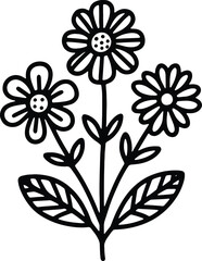 Simple flower coloring page line art black and white Flower logo design