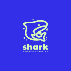 Vector Logo Illustration Shark Line Art Style.
