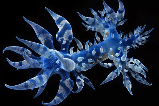 Blue Dragon, Glaucus atlanticus, a group of creatures known as nudibranchs or sea slugs