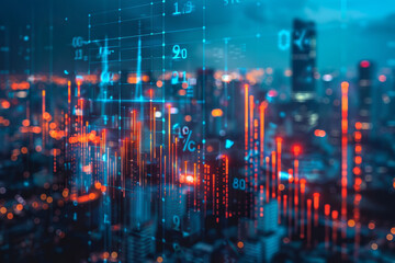 Dynamic Financial Data Visualization Over Cityscape