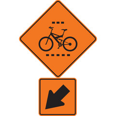 ubicación de cruce de ciclistas, icono, vector, señal de prevención, símbolo, señal color naranja, silueta, ilustración, pictograma, rombo, preventivo, naranja, señales, imagen, indicar, norma, normat
