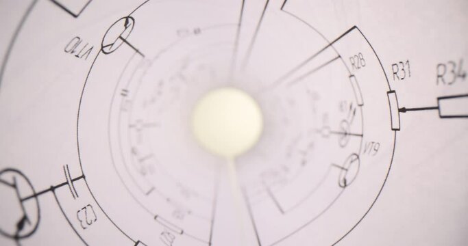 Connection diagram analog electronic circuit closeup