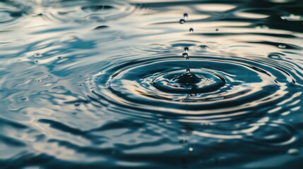 Close-up water droplets create beautiful rings and reflections on the surface