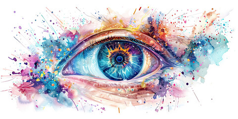 The Psychedelic Vision: The All-Seeing Eye and Cosmic Insights - Visualize an all-seeing eye with cosmic insights, symbolizing the deep understanding and revelations often gained through psychedelic - obrazy, fototapety, plakaty