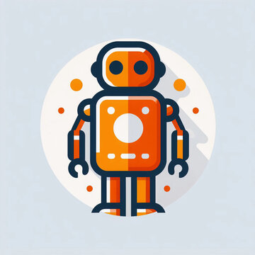  Retro vintage orange robot icon