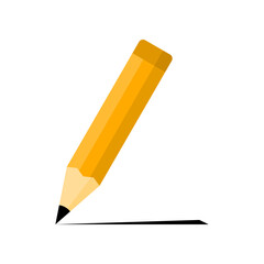 Yellow pencil drawing writing line school or office supplies icon flat vector design