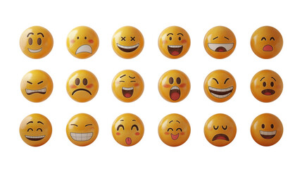  set of yellow emoji stickers, png transparent background