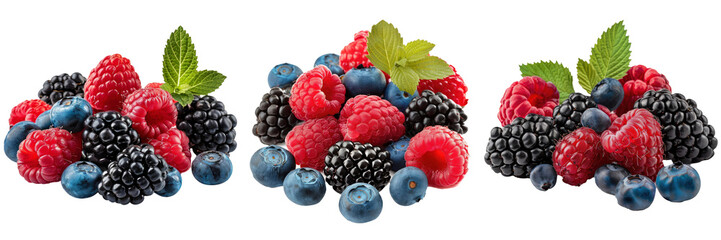 Mix berries with leaf onisolate white background