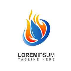 water drop and fire for energy logo design template