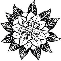 Simple flower coloring page line art black and white Flower logo design