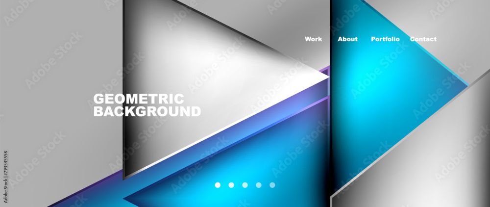 Aufkleber a geometric background featuring blue and silver arrows on a gray rectangle. the design resembles a 