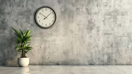 Foto op Plexiglas Bare concrete wall with a solitary mid-century modern clock © AI Farm