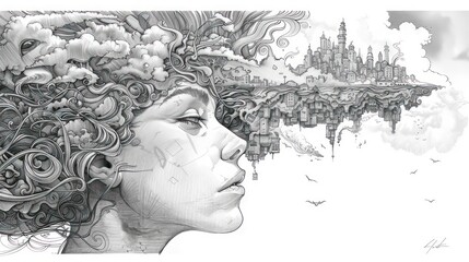 A realm of abstract thinking with line drawing, where the simplicity of lines gives rise to complex and thought-provoking concepts.