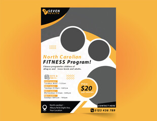 Children fitness flyer. Health fitness poster or flyer template.