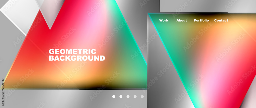 Aufkleber A geometric background with colorful triangles on a gray background, perfect for a display device or communication gadget. The magenta hues add a touch of modern technology to any electronic device