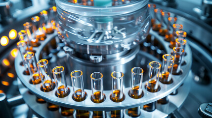 : A laboratory centrifuge spinning test tubes,