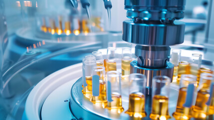 : A laboratory centrifuge spinning test tubes,