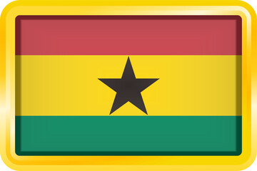 GHANA FLAG RECTANGULAR WITH GOLD FRAME