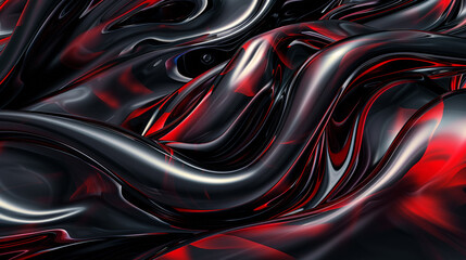 A luxurious, flowing abstract of glossy black and deep red waves, intertwined to create a sense of depth and mystery.