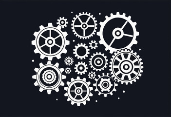 Minimalist Doodle of a Gear Mechanism: A Hand Drawn Sketch Icon