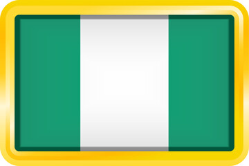 NIGERIA FLAG RECTANGULAR WITH GOLD FRAME