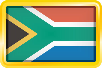 SOUTH AFRICA FLAG RECTANGULAR WITH GOLD FRAME