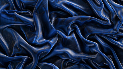 A luxurious texture of deep blue velvet with subtle waves, polished to a high gloss to enhance the depth and richness of the fabric.