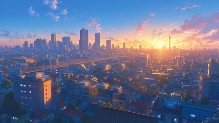 Fototapeta premium ビルの屋上からの風景、都会9