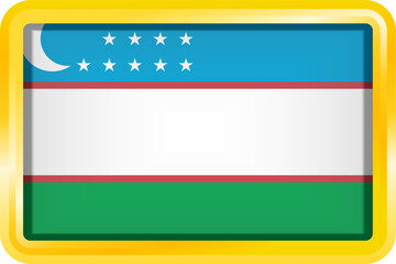 UZBEKISTAN FLAG RECTANGULAR WITH GOLD FRAME