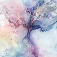 A painting of a tree with purple and blue colors