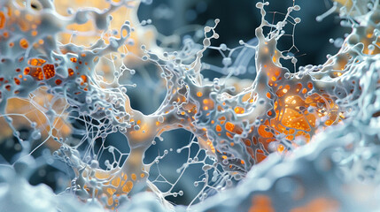: A microscopic image of a biofilm formation,