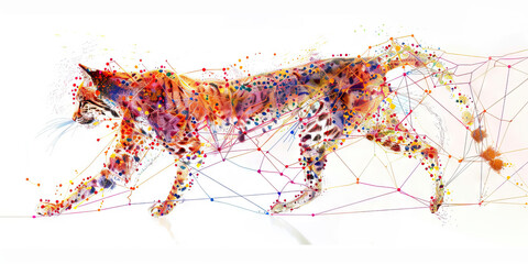 Data Point: The Animal as Data and Statistical Component - Visualize an animal represented as data points, symbolizing its reduction to statistical components in research - obrazy, fototapety, plakaty