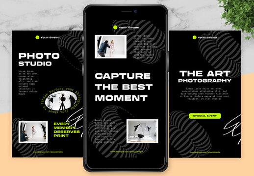 Black and Green Photography Studio Instagram Story
