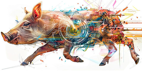 Technological Integration: The Animal with Cyborg Elements and Technological Enhancement - Imagine an animal with cyborg elements, symbolizing the integration of technology into animal experimentation