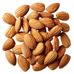 Fototapeta premium High quality raw organic almonds presented against a transparent background with precise clipping path detailing to ensure full depth of field