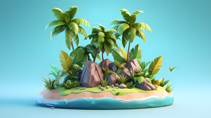 Obraz premium Island Summer Icon 3d