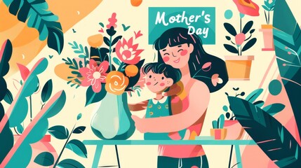 Obraz na płótnie Canvas illustration with text to commemorate Mother's Day