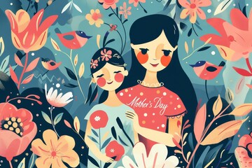 illustration with text to commemorate Mother's Day