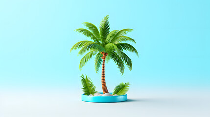 Palm tree travel icon 3d