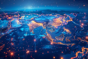 Digital Map of Asian Network Technology created with Generative AI