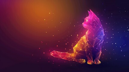 Obraz na płótnie Canvas This is an image of low poly luminous cat AI generated