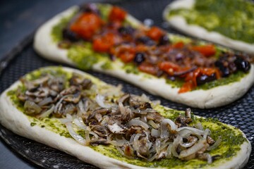 High resolution close up image of of a fresh and delicious Foccia bread- Israel