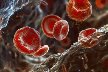 Red blood cells in vascular system. 